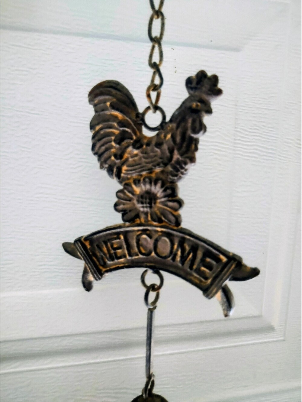 Vintage Cast iron rooster welcome wind chime